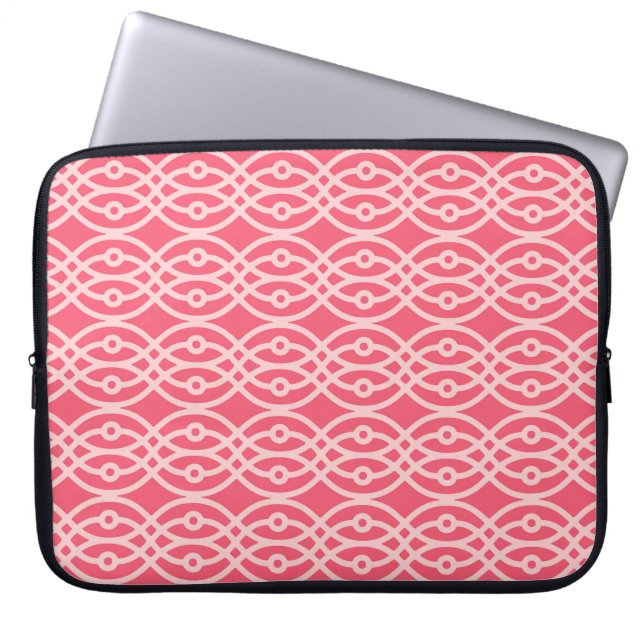Kimono print, rosa av djupkorall laptop sleeve (Framsidan)