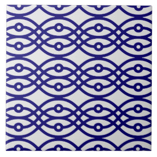 Kimono print, silver grått och marinblått kakelplatta