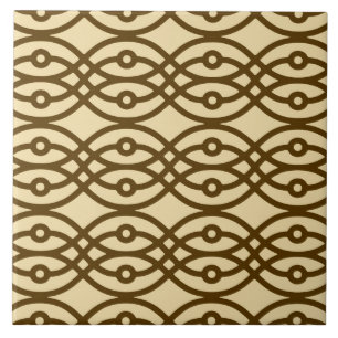 Kimono print, tan och chokladbrun kakelplatta
