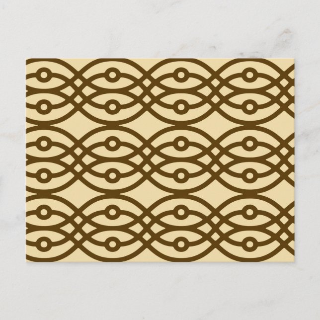 Kimono print, tan och chokladbrun vykort (Framsida)