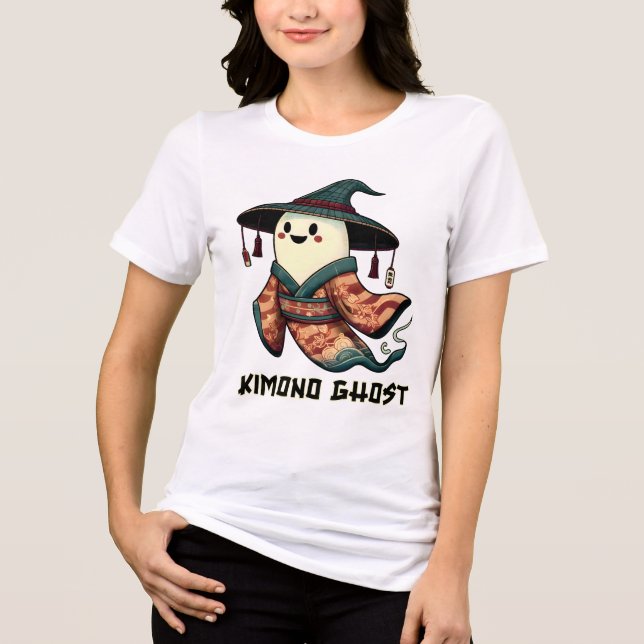 Kimono-spöket Bus eller godis - Happy halloween T Shirt (Framsida)