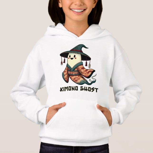 Kimono-spöket Bus eller godis - Happy halloween T Shirt (Framsida)