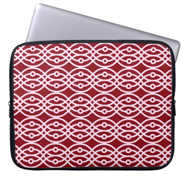 Kimono-tryck, burgundi och rosa laptop fodral (Framsidan)