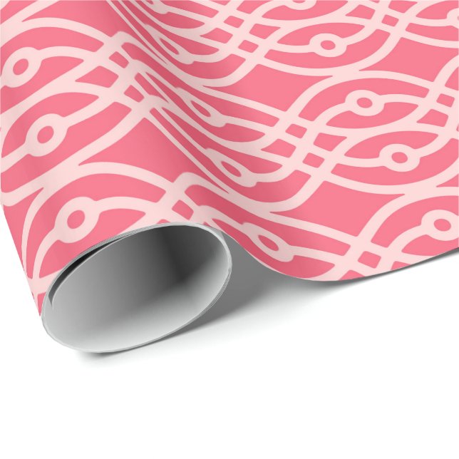 Kimono tryck, djupt korallrosa presentpapper (Rullad Hörn)