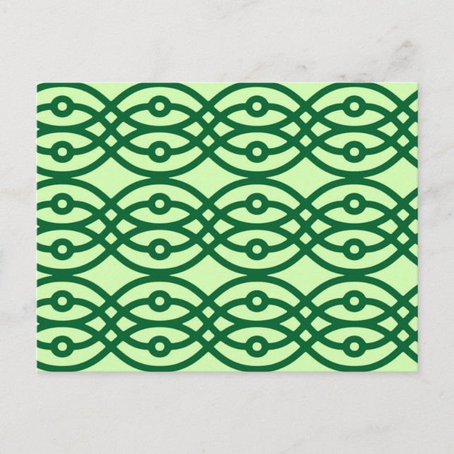 Kimono tryck, ljus och mörk grön vykort (Framsida)