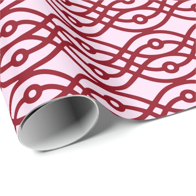 Kimono-tryck, rosa och burgundi presentpapper (Rullad Hörn)