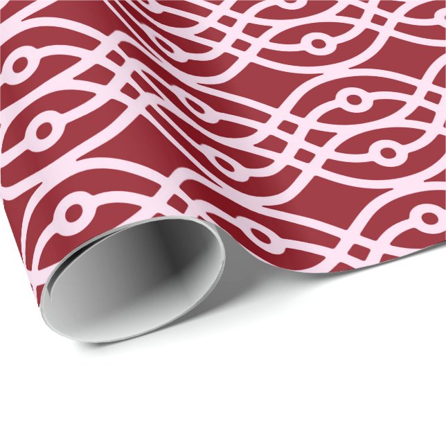 Kimono tryck, vinröd och rosa presentpapper (Rullad Hörn)