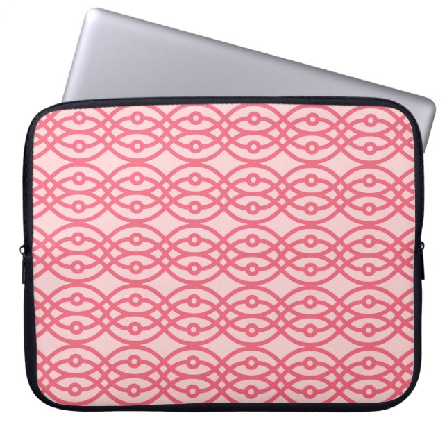 Kimono-utskrift, korall rosa laptop sleeve (Framsidan)
