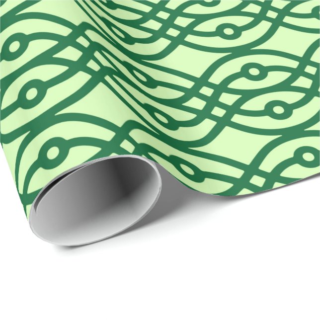 Kimono-utskrift, ljus och mörk grönt presentpapper (Rullad Hörn)