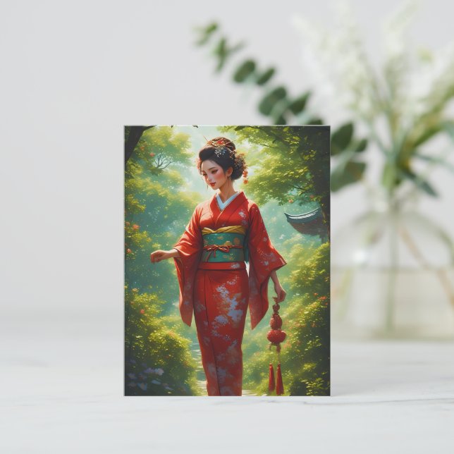Kimonos Walk Vykort (Stående Fram)