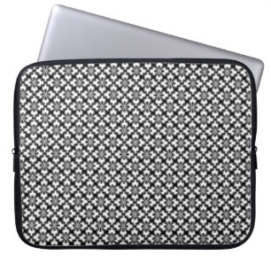 Kimonotryck i blommigt, svartvit laptop sleeve
