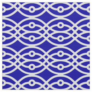 Kimonotryck, koboltblått och vit tyg