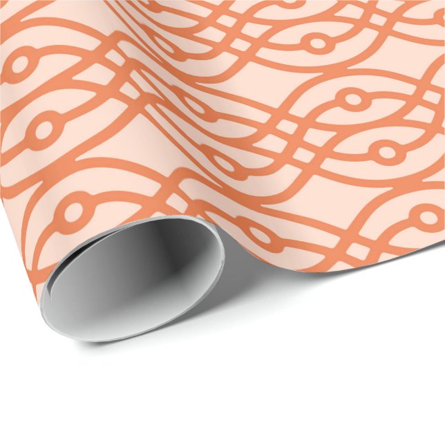 Kimonotryck, korallorange presentpapper (Rullad Hörn)