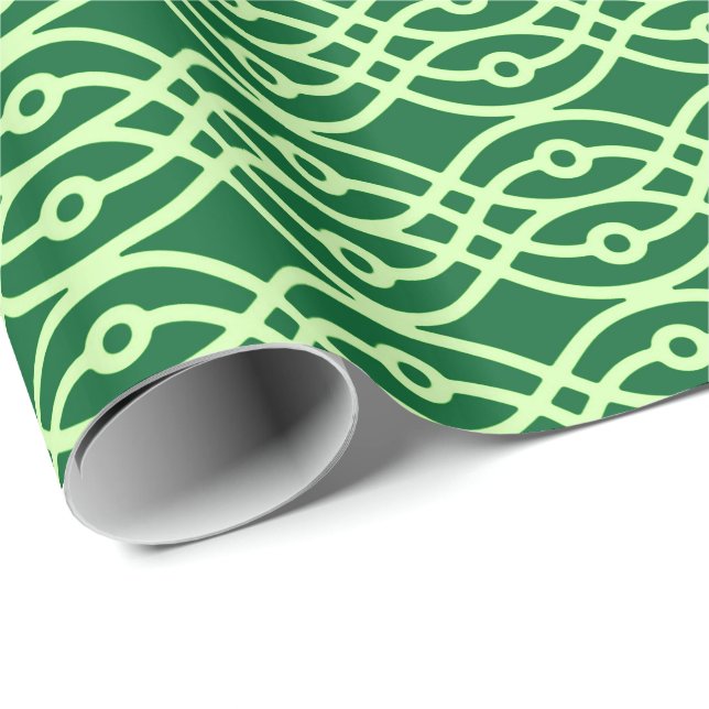 Kimonotryck, mörk och ljusgrön presentpapper (Rullad Hörn)