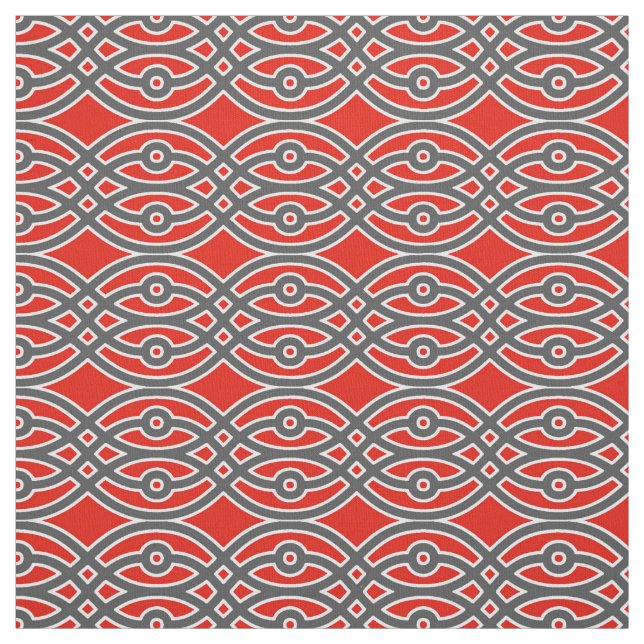 Kimonotryck, rött, grå färg och vit tyg (Provkarta)