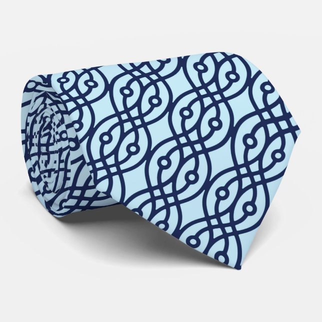 Kimonotrycket, marin och tänder - blått slips (Rullad)