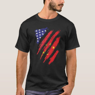 Kina Amerikansk Odlad Flagga USA Patriot Arv Månad T Shirt