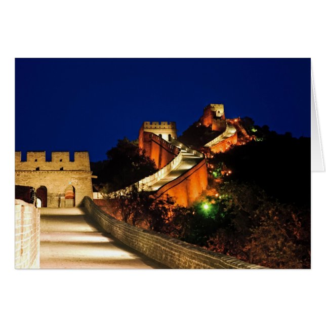 Kina, Badaling, Kinesiska muren, utsikt Hälsningskort (Framsidan Horizontal)