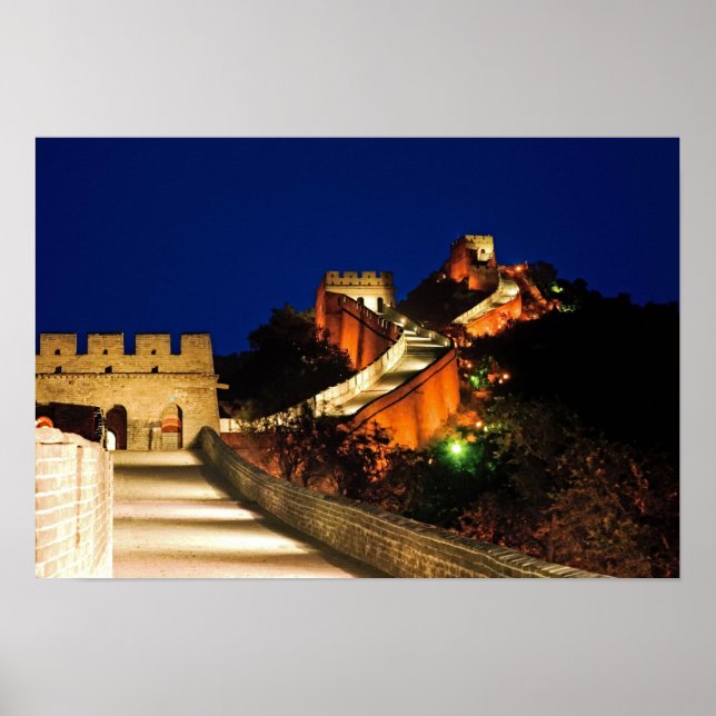 Kina, Badaling, Stora muren, utsikt över Poster (Framsidan)