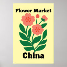 Kina blomstermarknad korallpeony och grönt blad