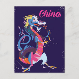 Kina Drak gammaldags reseposter Vykort