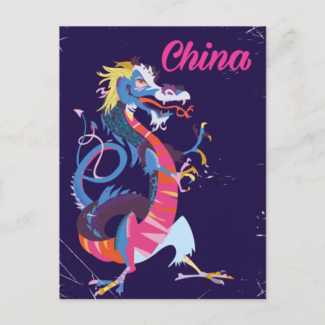 Kina Drak gammaldags reseposter Vykort (Framsida)