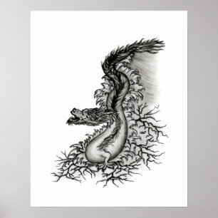 Kina Drakon, Svart och vitt formspråk i tatuerings Poster
