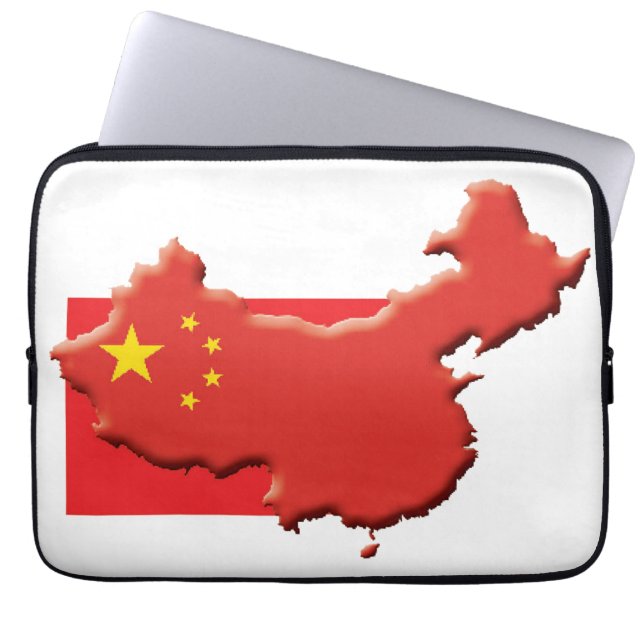 KINA Flagga Kart Patriotisk Dator Laptop Fodral (Framsidan)