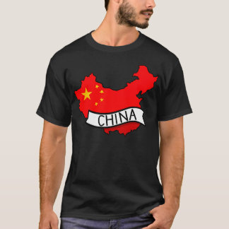 Kina Flagga Karta T Shirt