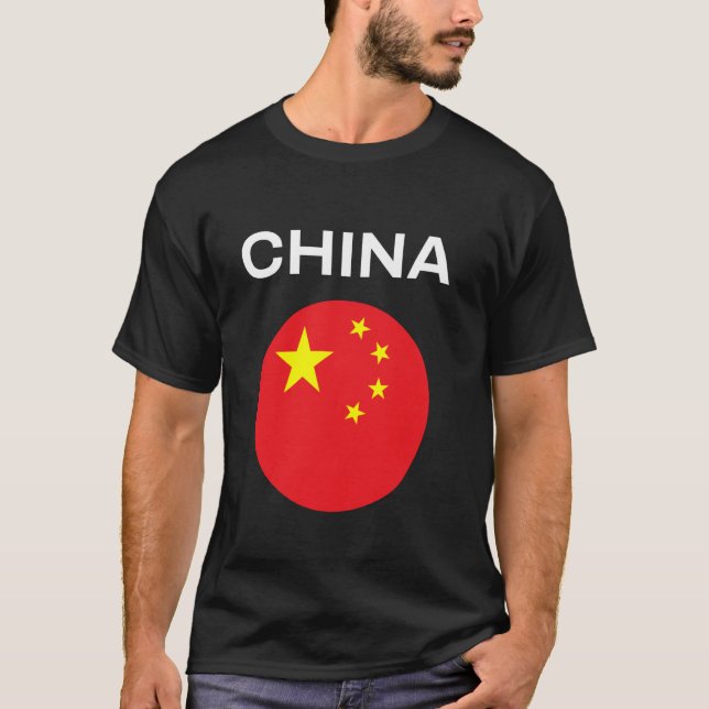 Kina Flagga Modern T Shirt (Framsida)