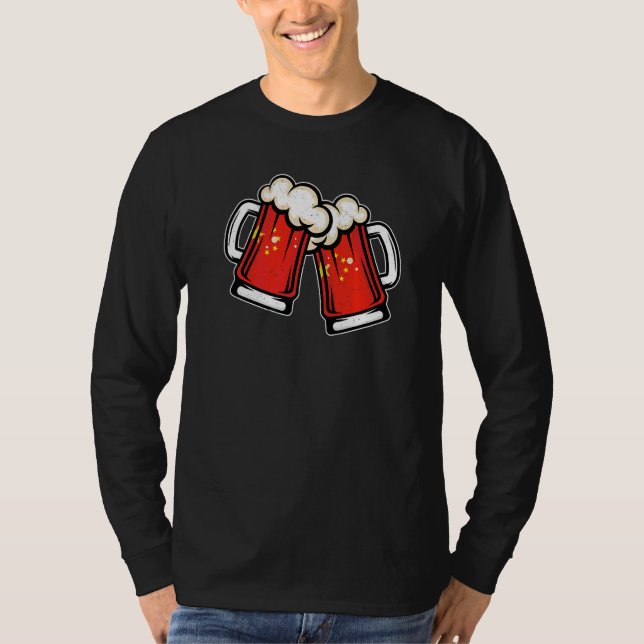 Kina Flagga Ölmugg  Cool Kinesisk Öl T Shirt (Framsida)