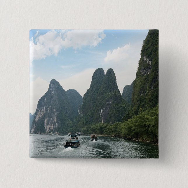 Kina, Guilin, Li floden, Flod båtar linje Knapp (Framsida)