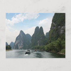 Kina, Guilin, Li floden, Flodbåtar ligger längs me Vykort