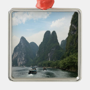 Kina, Guilin, Li floden, Flodbåtar linje Julgransprydnad Metall