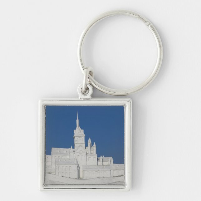 KINA, Heilongjiangprovinsen, Haerbin (Harbin). 3 Fyrkantig Silverfärgad Nyckelring (Framsidan)