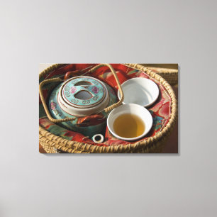 Kina, Hong Kong. Traditionell kinesisk tekanna & Canvastryck