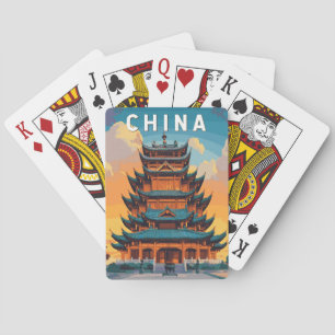 Kina Illustration Resa Konst Vintage Casinokort