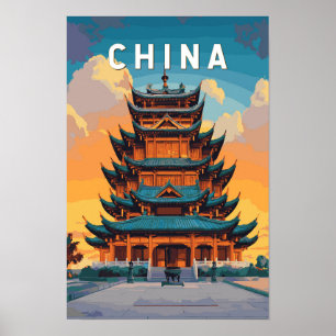 Kina Illustration Resa Konst Vintage Poster