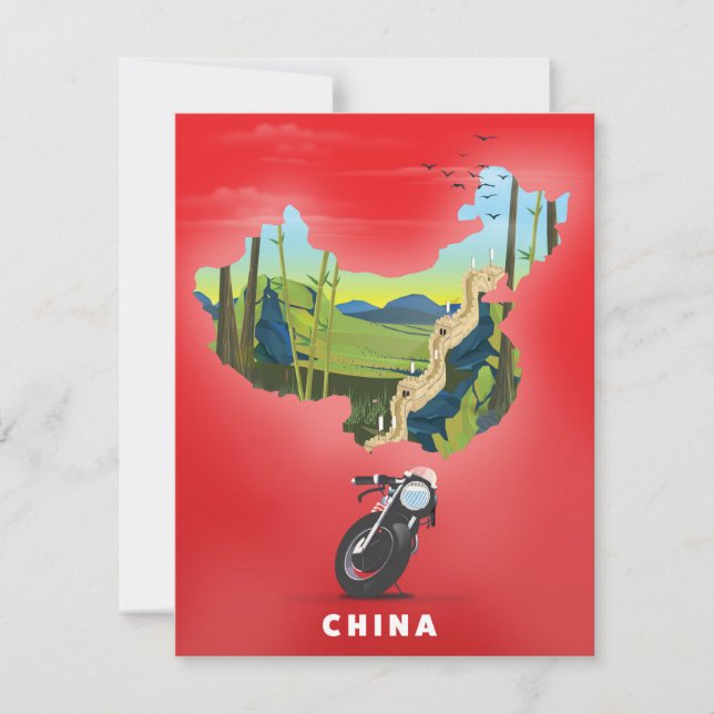 Kina Illustrerad kart-resa affisch (Framsida)