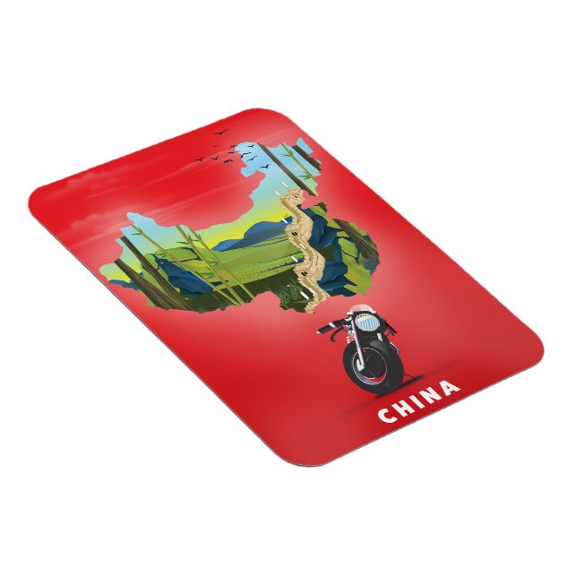 Kina Illustrerad kart-resa affisch Magnet (Högersidan)