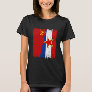 Kina Jugoslavien Halv Flagga Kinesisk Jugoslavisk T Shirt