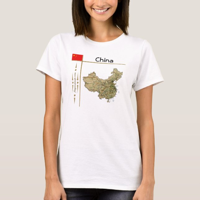 Kina Kart + Flagga + Titel T-Shirt (Framsida)