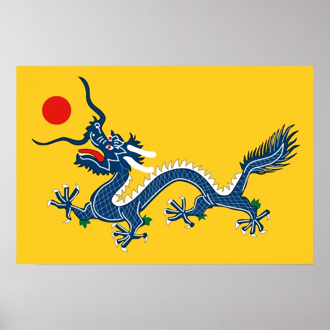 Kina Kinesisk Drakflagga Qingdynastin  Poster (Framsidan)