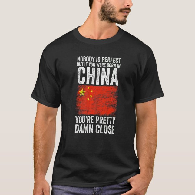 Kina Kinesisk Flagga T Shirt (Framsida)