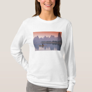 Kina, Li-floden. Ensam skarv fiskare. Tee Shirt