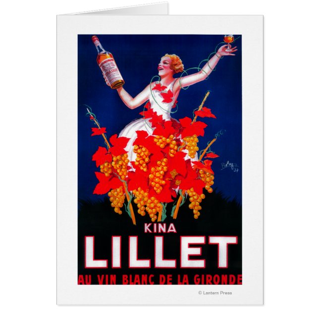Kina Lillet Vintage PosterEurope Hälsningskort (Framsidan)