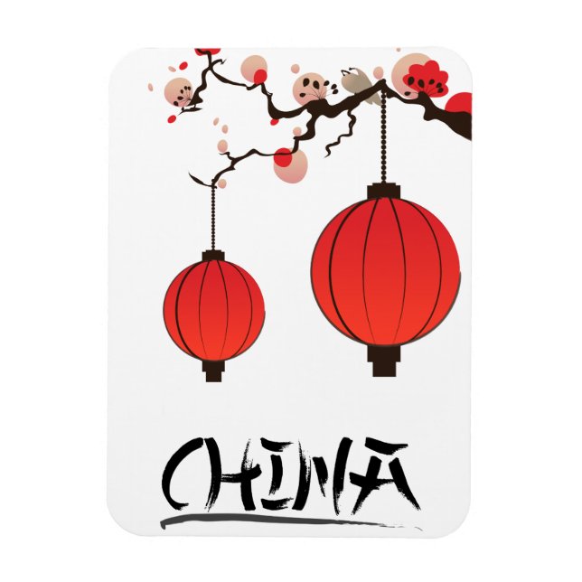 Kina Lyktor Resa poster tryck. Magnet (Vertikal)