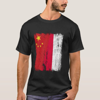 Kina Polen Halv Flagga Kinesisk Polsk Härkomst T Shirt