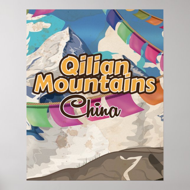 Kina Qilian Mountain vintage reseaffisch Poster (Framsidan)