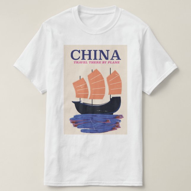 Kina "Res dit med flygplan" T Shirt (Design framsida)